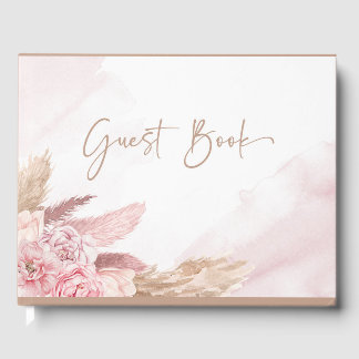 D'or Boho Pink Pampas Baby shower d'herbe Livre d'invit