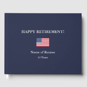 D'or Bonne retraite États-Unis Drapeau Livre d'invités