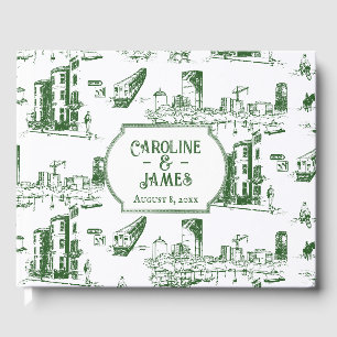 D'or Boston Toile Forest Green Livre d'invité personnal