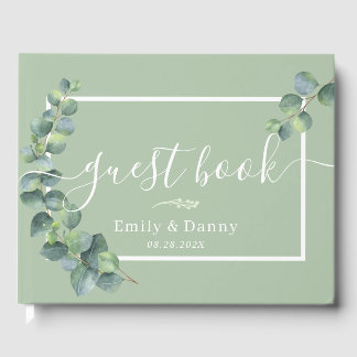 D'or Botanique Mariage Élégant Sage Green Livre d'invit