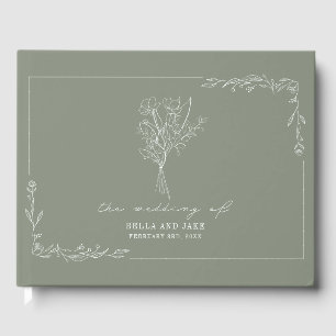 D'or Bouquet Sage Vert Mariage Floral Livre d'Invitatio