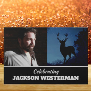 D'or Buck Silhouette at Night Memorial Livre d'invité