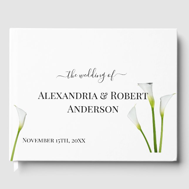 D'or Calla Lily Greenery Livre d'invité Mariage (Recto)