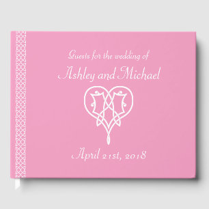 D'or Céltic Weave Hearts dans Petal rose livre d'invité