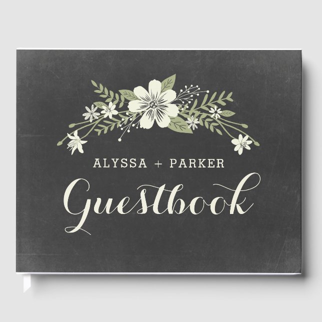 D'or Chalkboard Bloom Mariage livre d'invité (Recto)
