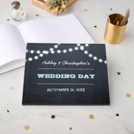 D'or Chalkboard Lights Aqua Mariage livre d'hôtes