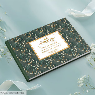 D'or Chasseur Raffiné Livre D'Invité Mariage Vert Et Or