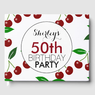 D'or Cherry 50th Birthday Party Livre d'invité