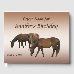 D'or Chevaux Brown Animaux Fête d'anniversaire Livre d'