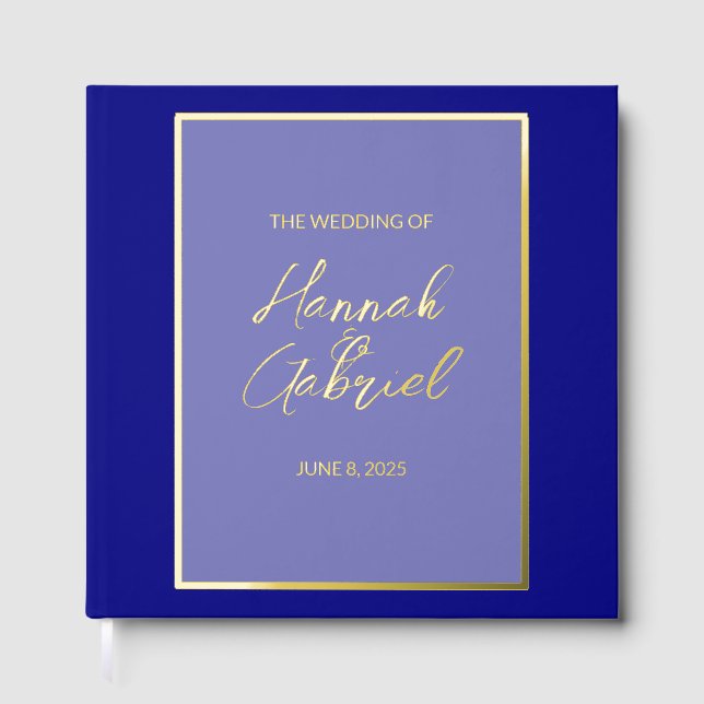D'or Classic Élégant Mariage Foil Livre d'invité (Recto)