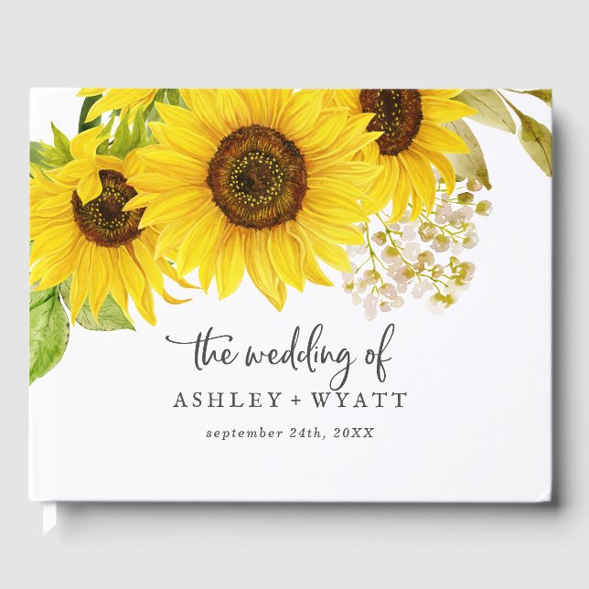 D'or Country Sunflower Mariage Livre d'invité (Recto)