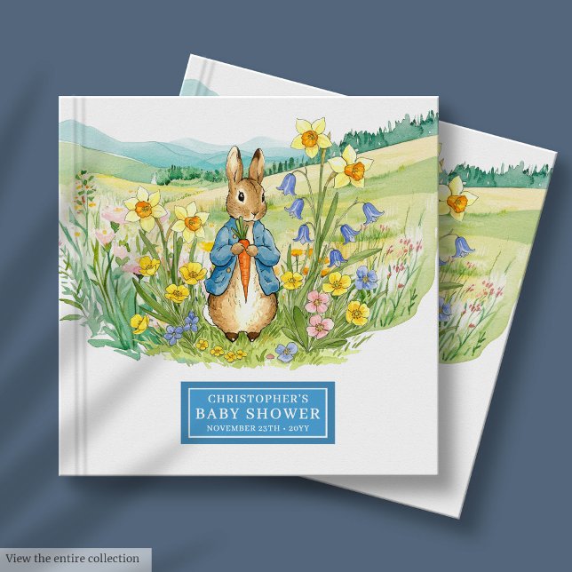 D'or Cute Peter Rabbit Baby shower Livre d'invité (Cute Peter Rabbit Baby Shower Guest Book)