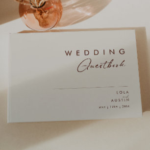 D'or Désert simple Livre d'invité Mariage blanc natur