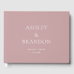 D'or Dusty Rose Moderne Mariage Livre d'invité personna