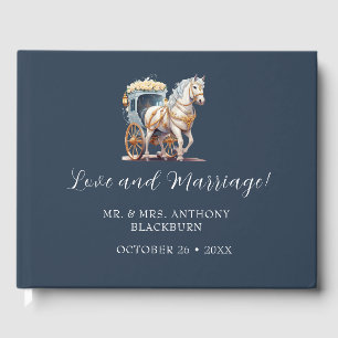 D'or Elégant Cheval Draage Carriage Mariage Livre d'inv