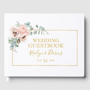 D'or Élégant flou   Livre d'invité Mariage