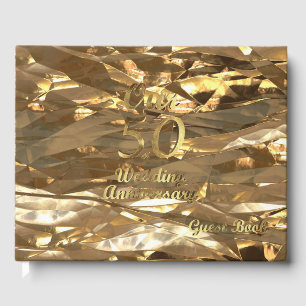 D'or Elégant Gold 50th Mariage Anniversaire Livre d'inv