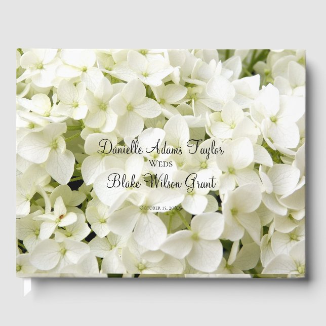 D'or Elégant livre d'hôtes Mariage Floral Hydrangea Bla (Recto)