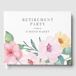 D'or Élégant Livre d'invité de la fête de retraite flor