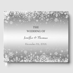 D'or Elégant livre d'invités de mariage d'hiver