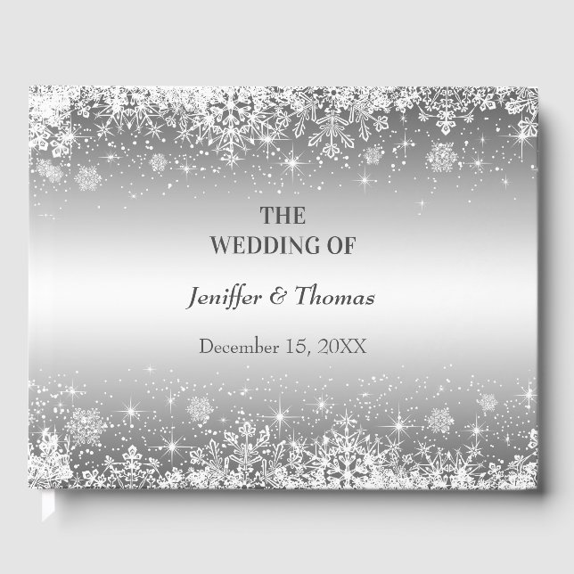 D'or Elégant livre d'invités de mariage d'hiver (Recto)