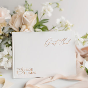 D'or Élégant minimaliste Livre d'invité Mariage blanc