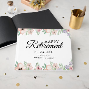 D'or Elégant Pastel Floral Retraite Party Livre d'invit