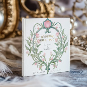 D'or Elegant Peonies Mariage Foil Livre d'invité