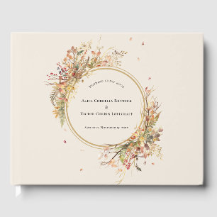 D'or Elégant Rustic Fall Beige Mariage livre d'hôtes
