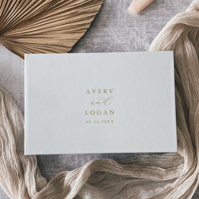 D'or Élégant script or Monogramme Mariage livre d'hôtes (Créateur téléchargé)