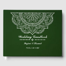 Élégant vert émeraude Paisley Mandala Livre d'invi