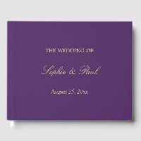 Élégant violet doré Beige Mariage livre d'hôtes