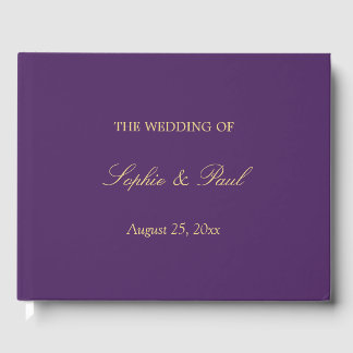 D'or Élégant violet doré Beige Mariage livre d'hôtes