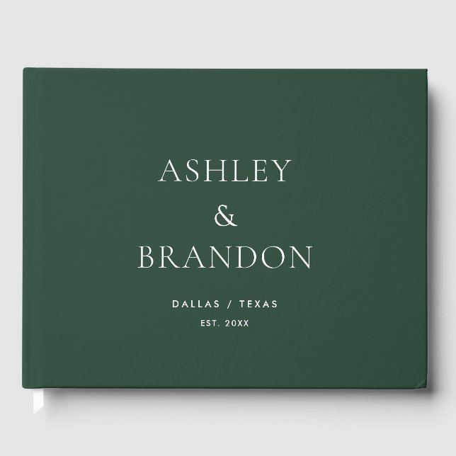 D'or Emerald Green Moderne Mariage Livre d'invité perso (Recto)