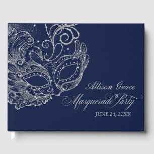 D'or Fête de Quinceanera Masquerade Argent Bleu Livre d