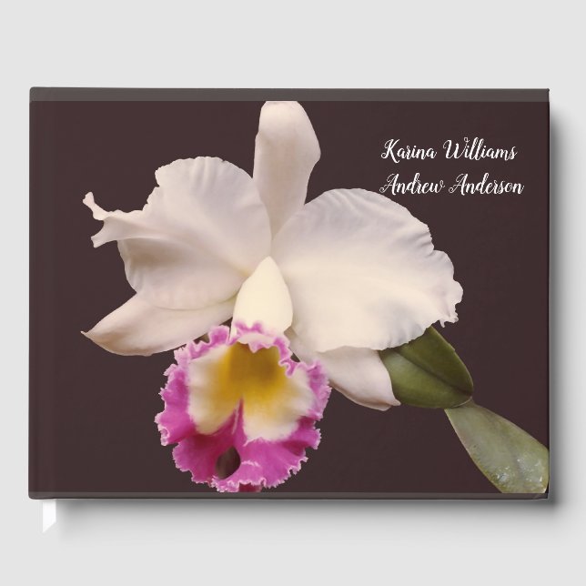 D'or Fiançailles mariage Orchidée Livre d'invité (Recto)