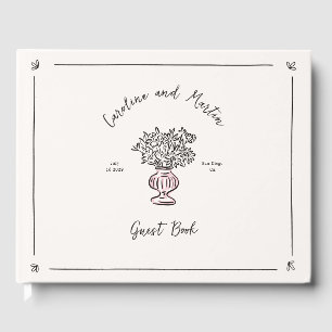 D'or Fleurs de Whimsical, livre d'invité mariage dessin
