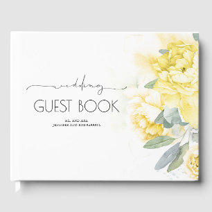 D'or Fleurs Jaunes et verdure Livre d'invité Mariage