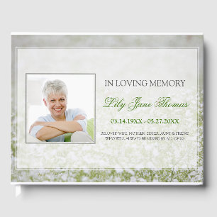 D'or Flower Field Funeral Livre d'invité Memorial Keeps
