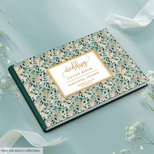D'or Forêt Botanique Livre D'Invité Mariage Vert Et Or