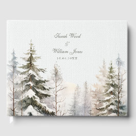 D'or Forêt d'hiver romantique enneigée Mariage Livre d'