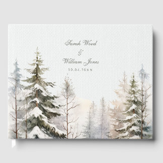 D'or Forêt d'hiver romantique enneigée Mariage Livre d'