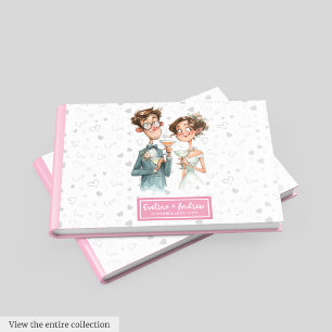 D'or Funny Quirky Couple Aquarelle Mariage Livre d'invi