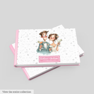 D'or Funny Quirky Couple Mariage Invité Livre Aquarelle