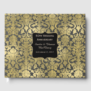D'or Gold Baroque 50e Anniversaire Livre d'invité perso