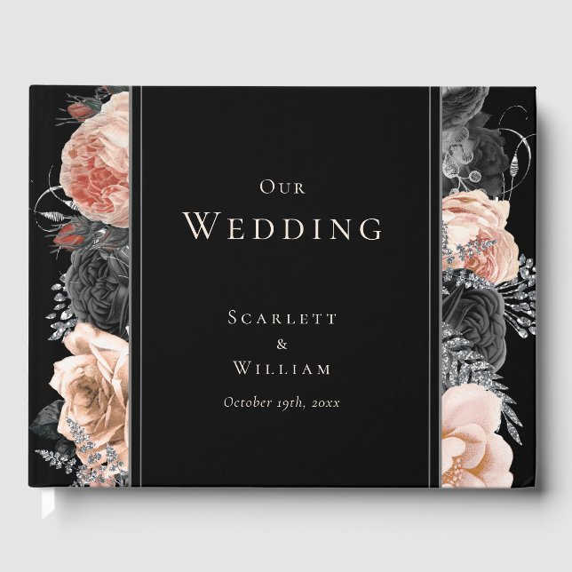 D'or Gothique Vintage Black Blush Mariage Livre d'invit (Recto)