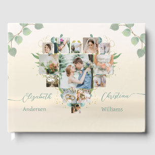 D'or Heart Photo Collage Eucalyptus Mariage Livre d'inv