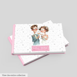 D'or Hilaried Quirky Couple Mariage Livre d'invité Wate