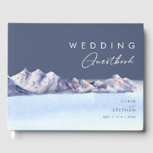 D'or Hiver Mountain Soirée Mariage Livre d'invité