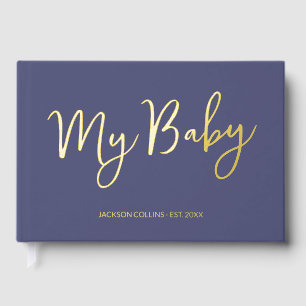 D'or Livre Bleu Bébé Script Faux Garde pour Maman